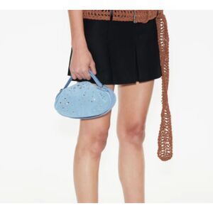 YUZEFI Dinner‎ Roll Studded Handle Bag Light Blue NWOT